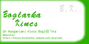 boglarka kincs business card